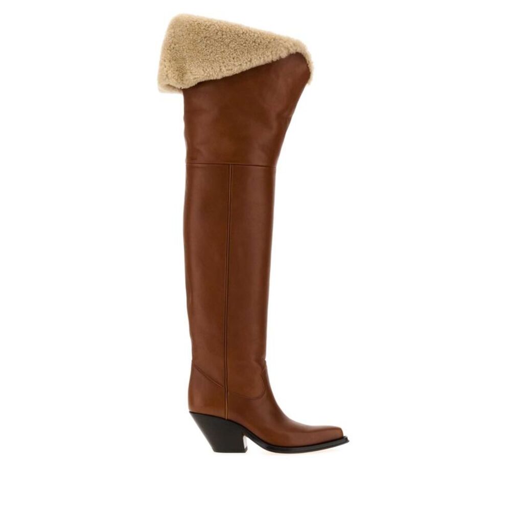 Chloe Women Brown Leather Azelan Boots